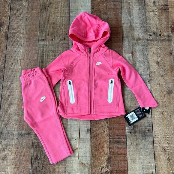 Nike Girls Hooded Full Zip Jacket and Jogger Set in Pink -24M - Picture 1 of 7